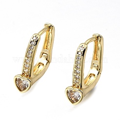 Pendientes de aro de circonita cúbica transparente con micro pavé de latón&nbsp;EJEW-G473-08G