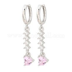 Boucles d'oreilles créoles pendantes en laiton serties de micro-pavés de zirconiums cubiques&nbsp;KK-CBA8324-07P-01
