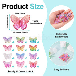 72 шт. 12-цветные прозрачные акриловые подвески с УФ-покрытием OACR-TA0003-86