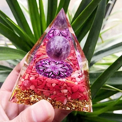 Оргонитовые пирамиды с натуральной красной яшмой PW-WG59452-01