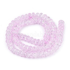 クラックル透明ガラスビーズ連売り  ロンデル  パールピンク  8~8.5x3.5~5mm  穴：1~1.4mm  約76~86個/連  15.16~15.55インチ（38.5~39.5cm）&nbsp;GLAA-N069-02A-08