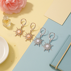 8 пара двухцветных серег-сережек с застежкой-молнией в виде солнца из сплава опалового цвета&nbsp;EJEW-HY0001-54