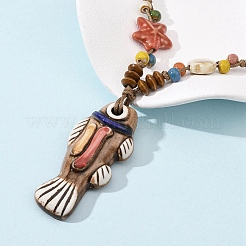 Керамическая подвеска в виде рыбы&nbsp;LS-NJEW-B146-03