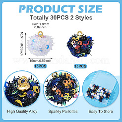 30 шт. 2-х цветные тканевые подвески&nbsp;FIND-TA0008-35