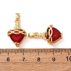 Pendentifs en laiton pavés de zirconiums cubiques rouges&nbsp;CU-CBABEDB-01G