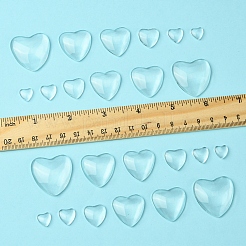 48 шт. 6 стиля прозрачных стеклянных кабошонов в форме сердца GGLA-FS0001-07