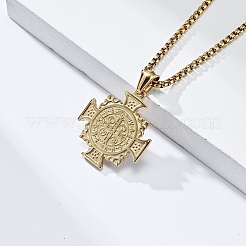 Colliers avec pendentif croix de Saint-Benoît en acier inoxydable 304 pour hommes&nbsp;FS-WGB09ED-02