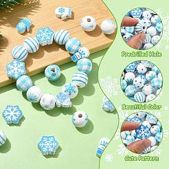 100 шт. 14 стиля Хэллоуин Рождество тематика деревянные европейские бусины WOOD-CJ0002-41