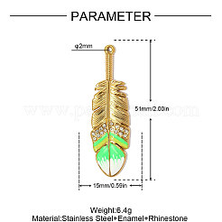 Pendentifs de grande taille en acier inoxydable 304 émaillé&nbsp;SA-OY002-26G-01