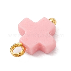 Подвески-крестики синтетического коралла розового цвета&nbsp;PALLOY-JF04223-01