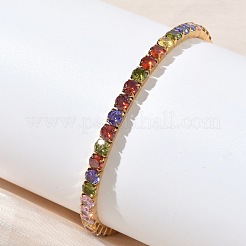 Теннисные браслеты для женщин из нержавеющей стали 304 с микропаве и разноцветными кубическими циркониями.&nbsp;BJEW-G779-02G