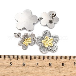 Серьги-гвоздики с цветком из латуни EJEW-H158-11GP