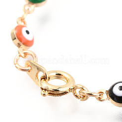 Настоящие 18k позолоченные браслеты из эмали BJEW-EE0001-14