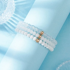 3 шт. браслеты-рондели из граненых бусин-подделок из непрозрачного стекла и искусственного нефрита для женщин BJEW-JB12563-07