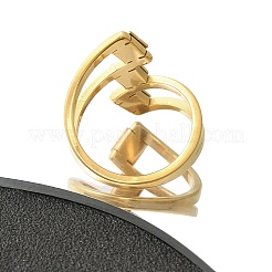 Bague en acier inoxydable 304 texturé en forme de losange pour femme&nbsp;RJEW-L126-09B-G