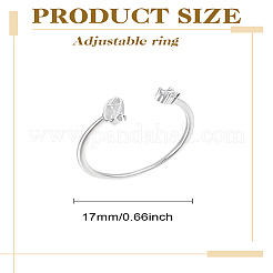 1pc lettre laiton strass ouvert manchette anneaux pour femmes&nbsp;AJEW-LP0004-47Q-S