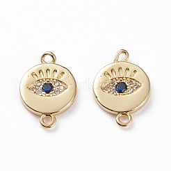 Соединители звеньев из латуни с прозрачным микропаве и кубическим цирконием в королевском синем цвете&nbsp;KK-C100-40G