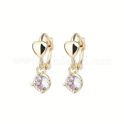 Boucles d'oreilles créoles en laiton avec zircone cubique transparent en forme de cœur&nbsp;FS-WG767CD-01