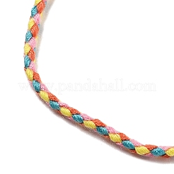 Collier en cordon rond tressé en polycoton de 2 mm avec fermoirs à pinces de homard en alliage et chaînes d'extrémité en fer&nbsp;NJEW-Q031-01A