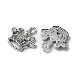 亜鉛合金、クリスタルラインストーンペンダント  クラウンチャーム  プラチナ  18.5x18.5x2mm  穴：2mm&nbsp;FIND-WH0126-137A-P