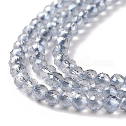 電気メッキ透明ガラスビーズ連売り  虹メッキ  多面カットラウンド  ライトブルー  3x2.5mm  穴：0.7mm  約130~135個/連  12.99~14.17インチ（33~36cm）&nbsp;GLAA-H021-01B-FR03