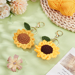 2 Stück 2 Stile handgefertigte Schlüsselanhänger aus gewebten Sonnenblumen&nbsp;KEYC-PH01614
