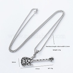 Vintage-Halsketten mit Flammen-Rockgitarren-Anhänger aus Edelstahl 304 für Damen und Herren&nbsp;PN9631