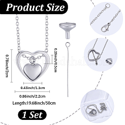 1 pezzo di collana per ceneri con ciondolo a forma di cuore in acciaio inossidabile 304&nbsp;NJEW-CN0001-19P