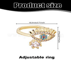 1 шт. латунные кольца-манжеты с микропаве из кубического циркония&nbsp;RJEW-LP0010-03