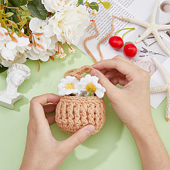 Шерстяная пряжа крючком букет ромашек автомобиль подвесные украшения HJEW-WH0069-13B