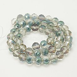 電気メッキガラスビーズセット  フル虹メッキ  多面カット  ラウンド  アクア  8mm  穴：1mm&nbsp;EGLA-J015-8mm-WLS13
