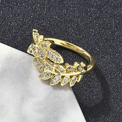 Манжеты из латуни с микро паве кубический цирконий для женщин&nbsp;RJEW-D322-05G