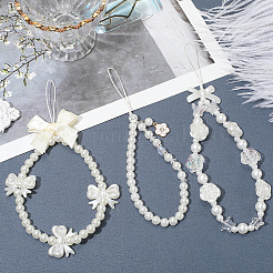 3 шт. 3 стиля резиновых ремешков для мобильных телефонов с имитацией жемчуга&nbsp;HJEW-CN0001-33