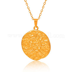 Женские ожерелья с подвеской в виде диска из текстурированной нержавеющей стали 304 OF7285-2