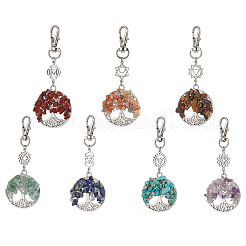 Чакра натуральные и синтетические драгоценные камни бусины и сплав древо жизни подвески украшения HJEW-JM03128