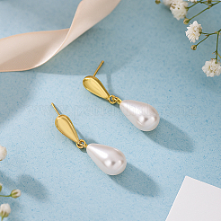 6 пара двухцветных сережек-гвоздиков с имитацией жемчуга из смолы&nbsp;EJEW-GO0003-19