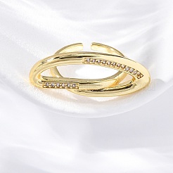 Mikropavé-Manschettenringe aus klarem Zirkonia aus Messing für Damen&nbsp;RJEW-U043-13G