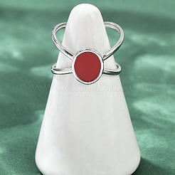 Ovale Manschettenringe aus 304 Edelstahl mit Emaille für Damen&nbsp;RJEW-G355-03P-02