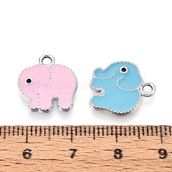 合金エナメルチャーム  象のチャーム  プラチナ  ミックスカラー  15x14x2mm  穴：1.8mm&nbsp;PALLOY-T092-31P