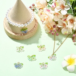 ガラスとアクリルのペンダント5色20個  花のチャーム  真鍮製の金具と304ステンレススチール製の丸カン付き  ミックスカラー  17mm  4個/カラー&nbsp;PALLOY-YW00224