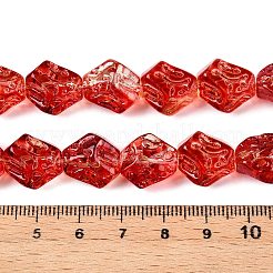 電気メッキガラスビーズセット  ナゲット  レッドオレンジ  13.5~14x13.5x10mm  穴：0.9mm  約49~50個/連  26.97~27.56インチ（68.5~70cm）&nbsp;EGLA-N012-09F