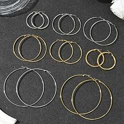 4 пара серег-колец из нержавеющей стали 4 стилей&nbsp;EJEW-YW0001-14G