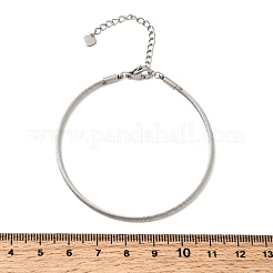 女性用304ステンレススチール製ケーブルワイヤーバングル  ステンレス鋼色  6.97インチ（17.7cm）&nbsp;BJEW-P394-03P