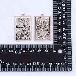 22 個ステンレス鋼のペンダントタロットジュエリー切断ペンダント diy ネックレスアクセサリー  銀  40x24mm  穴：2mm&nbsp;JX559A