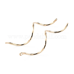 真鍮ウェーブアイピン  曲線  ライトゴールド  18ゲージ  52x9x1mm  穴：2.3mm&nbsp;KK-WH0054-18KCG