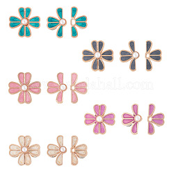 5 Stück 5 Farben Blumenlegierung Emaille verstellbare Jeansknopfstifte&nbsp;DIY-TA0014-93