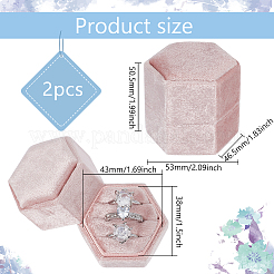 Шестиугольные бархатные коробки для колец с 3 слотом AJEW-WH0471-26B