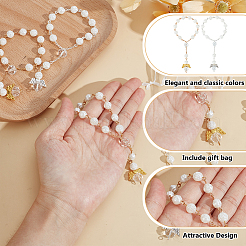 28 stücke 2 arten engel mit blume kunststoff imitation perle charme armbänder&nbsp;BJEW-GO0001-40