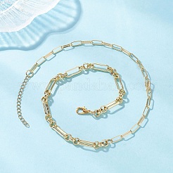 Латунные цепочки-скрепки и прямоугольные звенья для женщин&nbsp;NJEW-JN05673