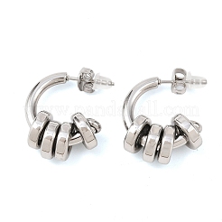 304ステンレススチールC字型スタッドピアス  ステンレス鋼色  24x21x9.5mm&nbsp;EJEW-K268-78P